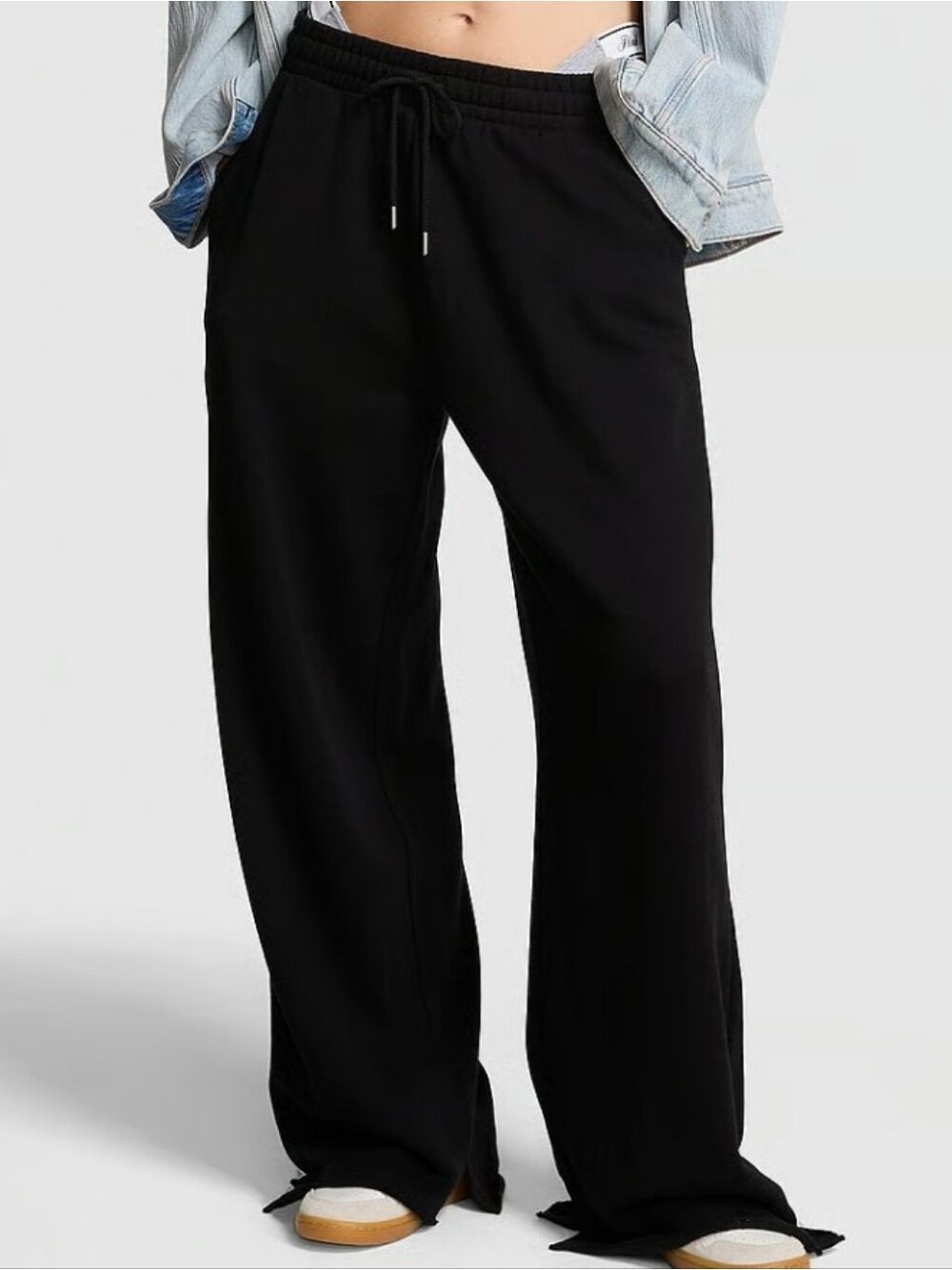 VS PINK Campus Fleece Wide-Leg Split-Hem Sweatpants Sz Med NWT